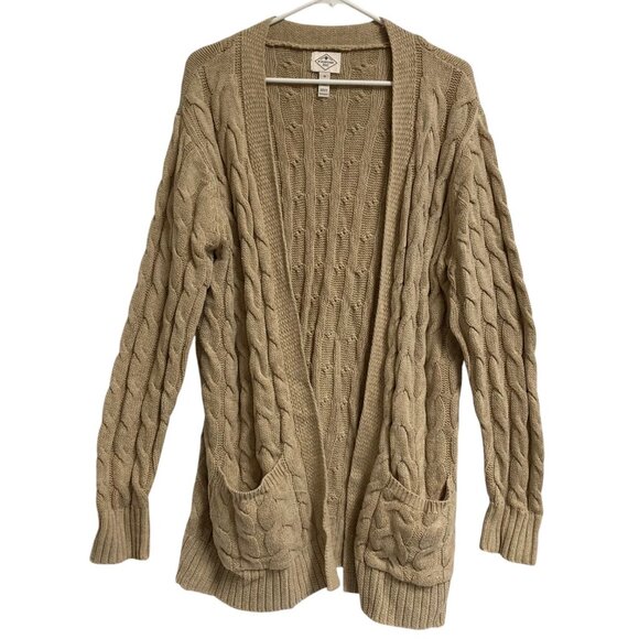 Women's ST. JOHN'S BAY Open Front Cable Knit Cardigan Sweater w/ Pockets Medium - Picture 1 of 1